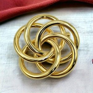 Napier Brooch Vintage Gold Tone Atomic Spiral Circle Forever Link Estate Pin